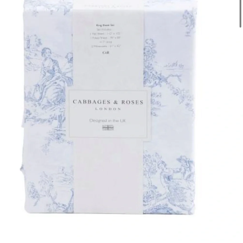 Cabbages & Roses London England Toile Ladies 100% Cotton Percale Queen Sheet